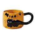 thumbnail image 1 of Cat Coffee Mug Ceramic Large Handle With English Letters Relief Design 12 oz, 1 of 6