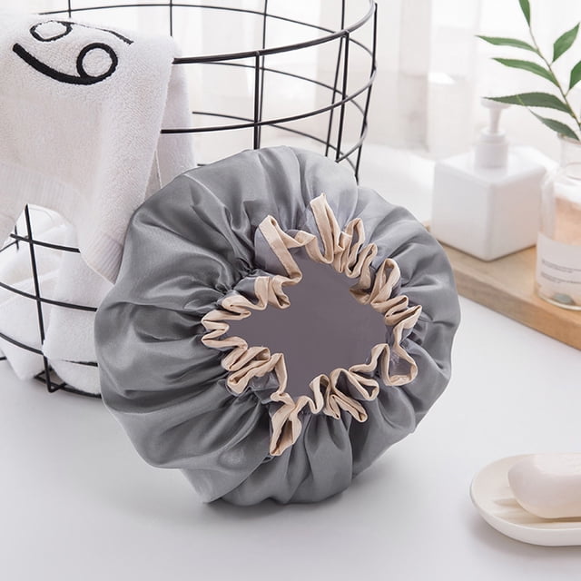 Uscallm Bonnet de Douche pour Femmes, Lot de 2, Double Couche, Bonnet de Shampoing Imperméable, Protection des Cheveux Épaissie, Résistant à l'Huile, Bonnets de Bain Réutilisables pour la Douche et la Natation