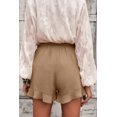 thumbnail image 3 of Women's Khaki Linen Cotton Pocketed Flutter Shorts, 3 of 13