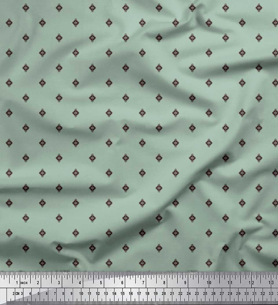 Soimoi Silk Fabric Aztec Small Print Fabric by The Yard 42 Inch Wide