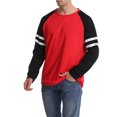 thumbnail image 2 of Xingqing T-Shirts à Manches Longues Raglan pour Hommes, Chandail en Molleton Col Rond Décontracté, Chandail Ample, Chemises Athlétiques Rouge Noir m, 2 of 5
