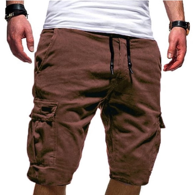 Men's Cargo Shorts Plus Size Big and Tall Cargo Shorts Multi-Pockets Relaxed Summer Drawstring Beach Shorts Pants