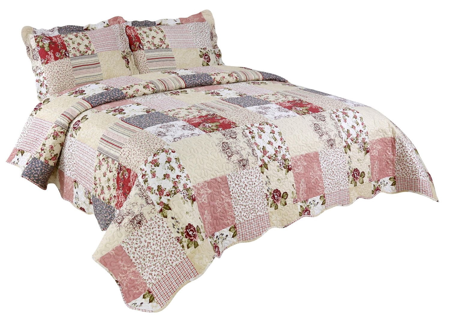 Marina Decoration Rich Printed Embossed Pinsonic Coverlet Bedspread Ultra Soft Bedding Summer Quilt Set with Shams