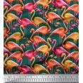 thumbnail image 1 of Soimoi Moss Georgette Fabric Flamingo Bird Fabric Prints by Yard 42 Inch Wide, 1 of 3