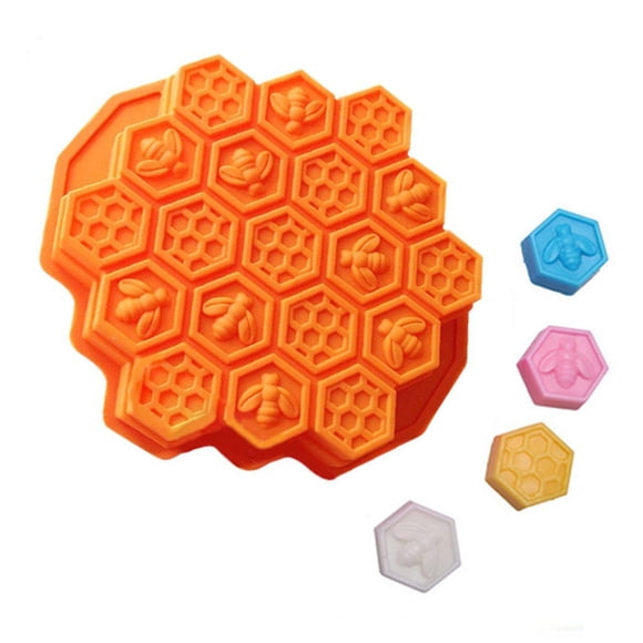 WIFKLSIIPG Bee Honeycomb Cake Mold Mould Soap Mold Silicone Flexible Chocolate Mold(Orange)