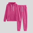 thumbnail image 2 of 2 Piece Sweatsuits for Womens Clearance Solid Color Pocket Drawstring Pullover Sweatpant Set Lounge Tracksuit Casual Plus Size Lightweight Loose Ladies Outfits Fall Winter 2023 Black L, 2 of 5