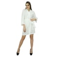 thumbnail image 3 of Bimba Peignoir Court Uni pour Femmes avec Ceinture, Modal Doux en Coton, Enveloppant, Rond, Uni, 3 of 6