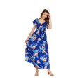 thumbnail image 1 of Women's Hawaiian Maxi Ruffle Sleeve Dress in Hibiscus Blue, 1 of 5