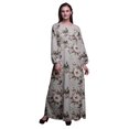 thumbnail image 1 of Bimba Robe Maxi en Georgette Mousse à Imprimé Floral et d'Oiseaux pour Femmes à Manches Longues, Taille Élastique - Grande, 1 of 5