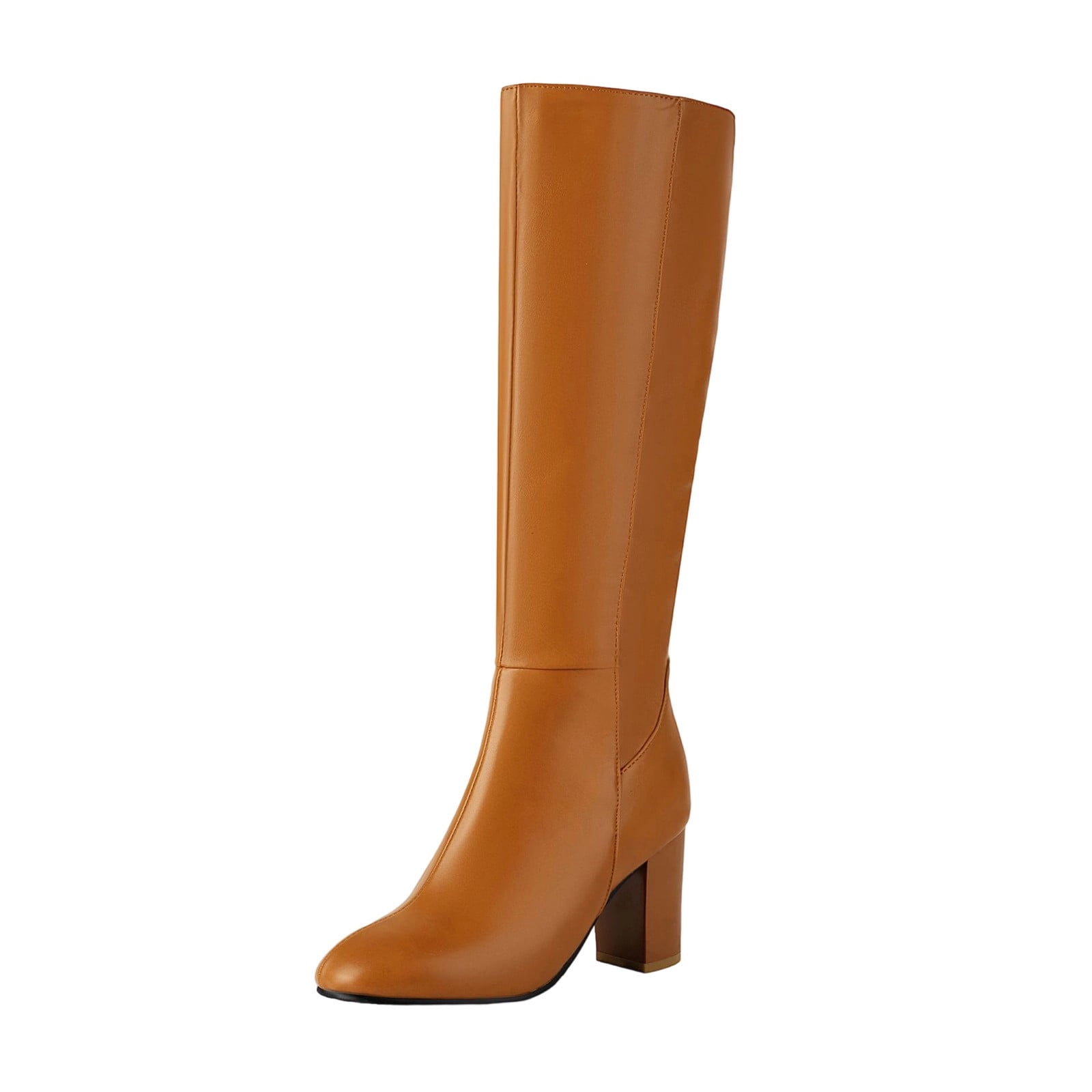 Long Fall Boo Brown Women'S Knee High Boots Side Zipper Mid High Heel Fashion Trendy ...