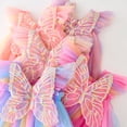 thumbnail image 3 of Robes pour Filles - Robe de Fête pour Tout-Petites à Manches Volantées avec Ailes, Teinture sur Nœuds Arc-en-Ciel, pour les Vacances, la Danse et Se Déguiser, 3 of 3