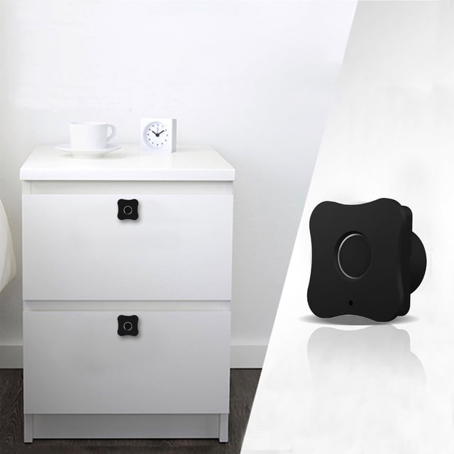 COFEST Fingerprint Cabinet Lock, Smart Biometric Cabinet Lock, Home & Office Hidden File Cabinet Locks, USB Rechargeable Keyless Furniture Drawer Lock Black