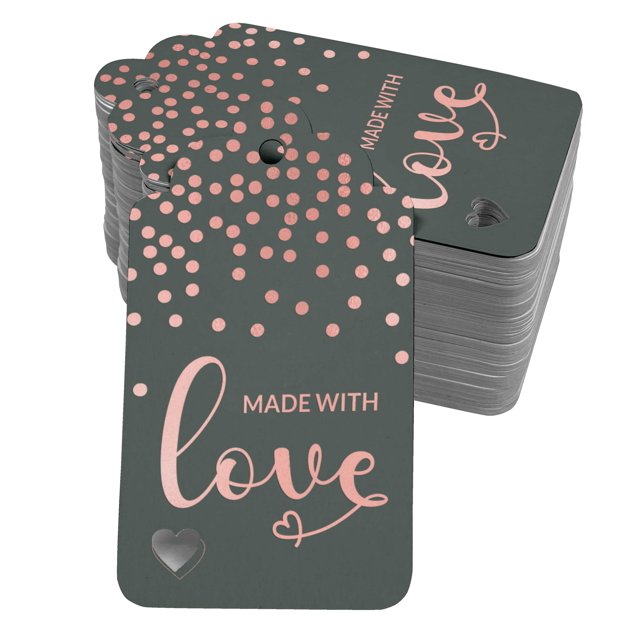 Inkdotpot Made With Love Text Bottle Tag Real Rose Gold Foil Favor Hang Tags 50 Pcs