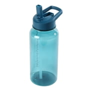 Mainstays 34oz Blue Plastic Wide Mouth Sports Water Bottle with Twist Top Sip Straw Lid