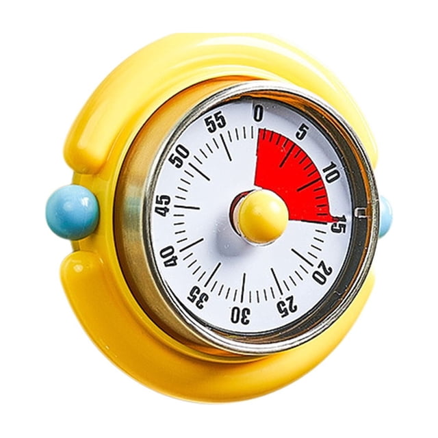 Kitchen Mechanical Timer, Metal Wind up 60 Minute Countdown Tool, Magnet Back 8X8X4Cm in Multicolors for Cooking Study Office