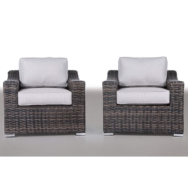 Living Source International Chaise de Patio avec Coussin, Espresso/gris (Ensemble de 2)
