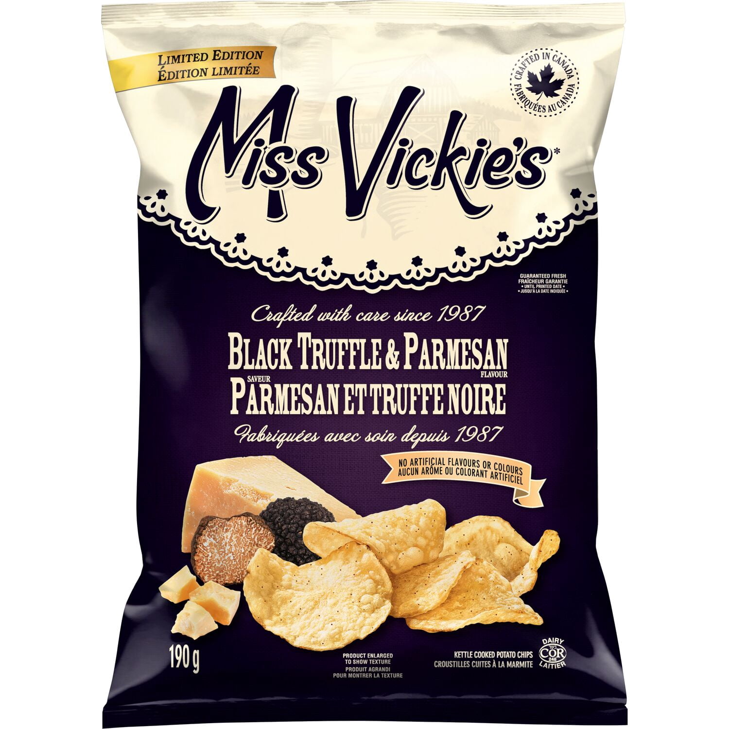 Miss Vickie’s croustilles cuites à la marmite saveur Truffe noire et parmesan