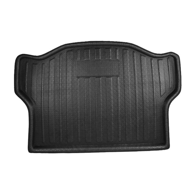 Rear Trunk Tray Boot Liner Cargo Floor Mat Protector for Toyota RAV4 2013-2016 in black, made of PE+EVA foam plastic with a raised lip design to prevent spills and water. Custom fit for the specified vehicle model, suitable for all-weather use.