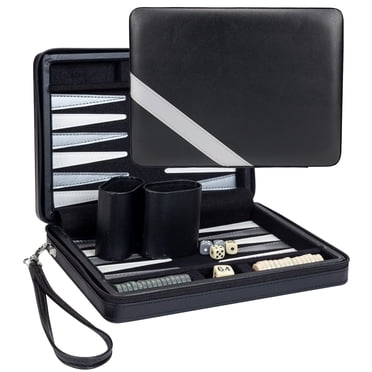 WE Games Ensemble de Backgammon Magnétique avec Étui en Similicuir - Format Voyage