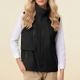 thumbnail image 2 of Dagegui Vestes Sans Manches pour Femmes Imperméables Randonnée Voyage Gilet à Fermeture Éclair Col Montant Manteau d'Extérieur Automne Hiver Doudounes avec Poches Noir TTG, 2 of 6