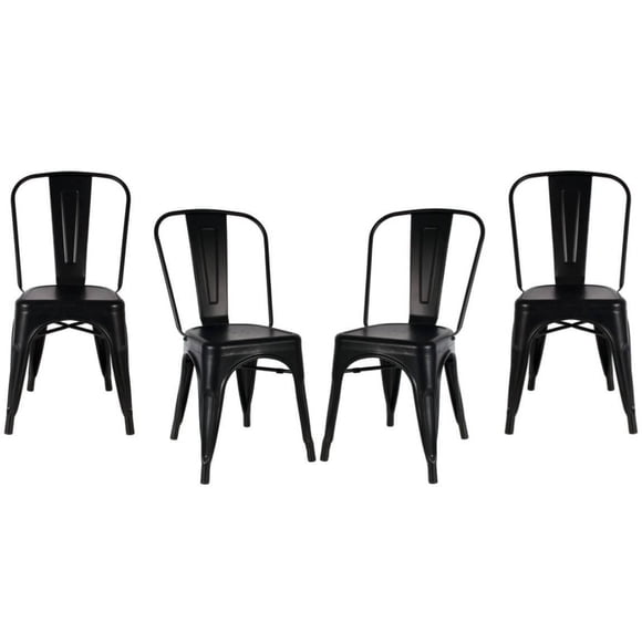 Plata Décor Import Inc Roch Armless Chair Set of 4 in Black
