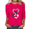 thumbnail image 1 of FAIWAD Hauts à Manches 3/4 Style Pinte Cœur pour Femmes, Col Rond, Amples, Légers, Tuniques Tendance, 1 of 3