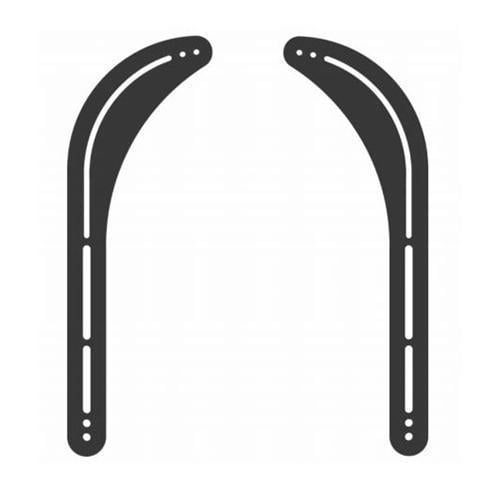 AMX SBB-01 Soundbar Bracket in black, designed to mount a soundbar above or below a flat-screen TV. The universal bracket is compatible with VESA standards including 200x100, 200x200, 300x300, 400x200, 400x400, and 600x400mm. Constructed from high-quality steel, it supports soundbars up to 33 lbs (15 kg). Includes mounting screws and installation instructions for easy setup.