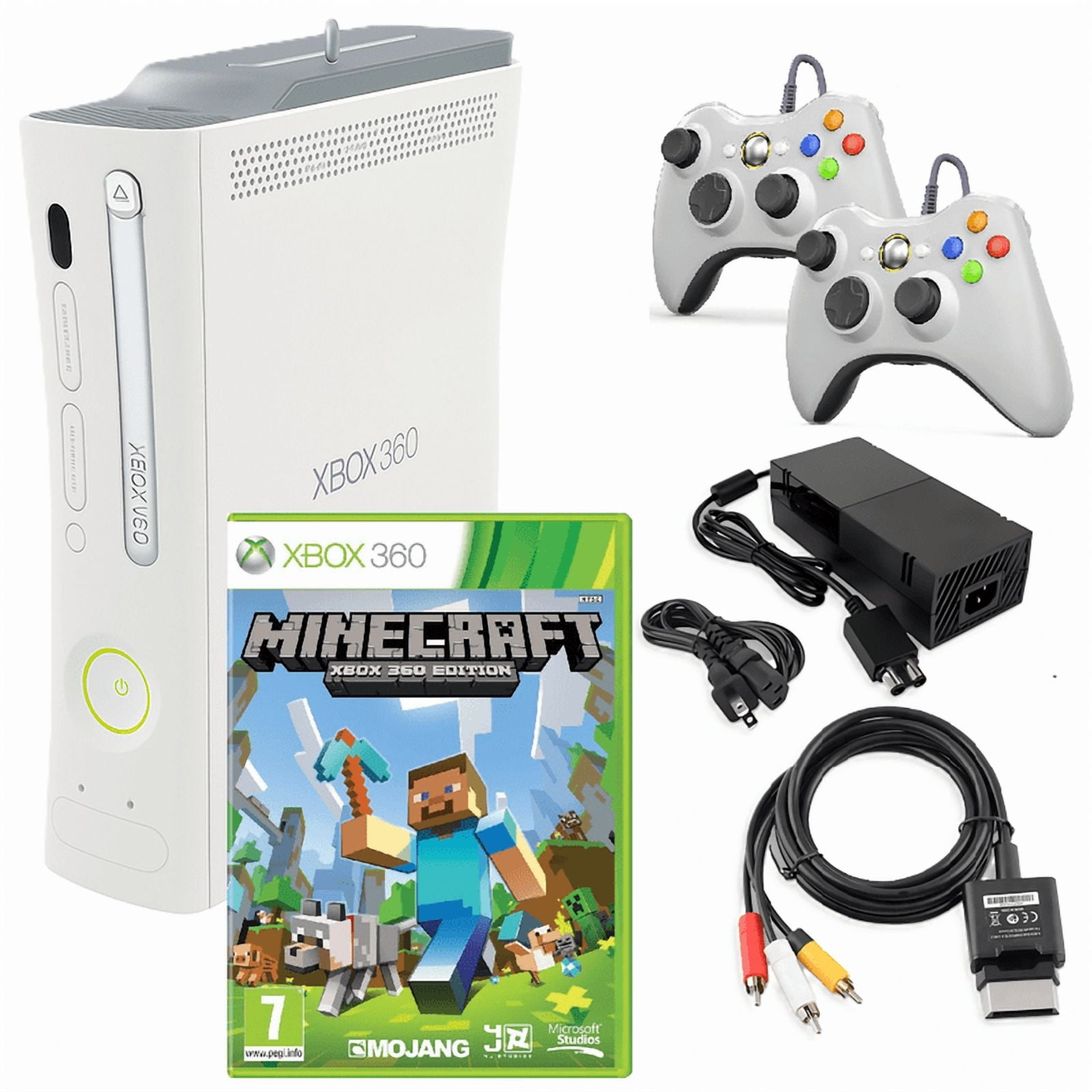 Microsoft Xbox 360 Console Original White with Minecraft and Two