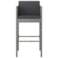thumbnail image 2 of vidaXL 3 Piece Garden Bar Set with Cushions Poly Rattan Grey, 2 of 5