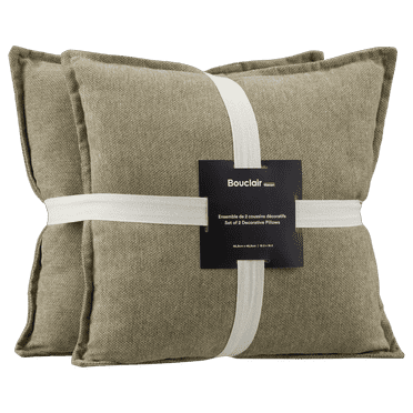 Bouclair Modern Textured Woven Olive Green 18x18 Square Decorative Throw Pillow Set of 2