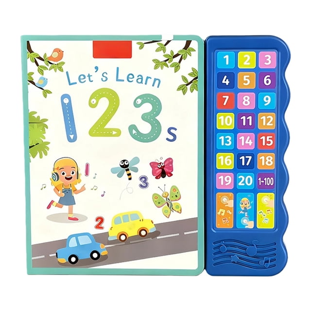 English Number Sound Book For Kids Interactive Talking Learning Toy With 1-20 Numbers Vocabulary Audio Buttons Early Education Puzzle Toy For Children 8.66X7.87X0.67Inches