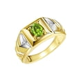 thumbnail image 3 of RYLOS Men's Rings 14K Yellow Gold Rings Designer Weave Band 7X5MM Oval Gemstone & Diamond Ring Peridot August Birthstone Rings For Men,  Size 12, 3 of 7