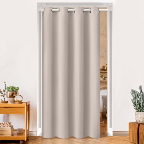 Lapalife Blackout Door Curtains for Doorways and Closets, Privacy Curtain Room Divider Thermal Insulated Door Curtain, 1 Panel, 52" x 80", Beige