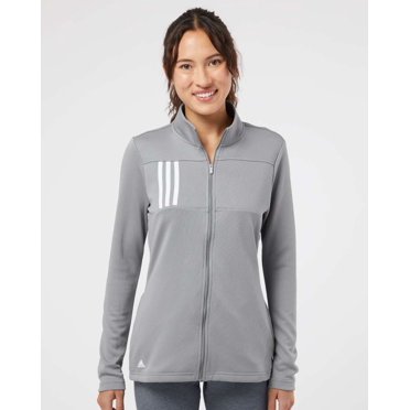Femmes Tricot Double à 3 Rayures à Fermeture Éclair Intégrale, L, Gris ThreeWhite