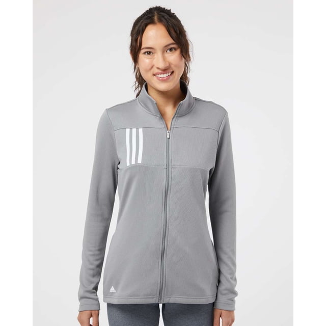 Femmes Tricot Double à 3 Rayures à Fermeture Éclair Intégrale, L, Gris ThreeWhite