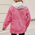 thumbnail image 4 of Posijego Veste en Denim pour Femme Tendance à Manches Longues à Revers Boutonnée Vestes en Jean Mode Décontractée Manteau, 4 of 5