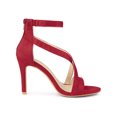 thumbnail image 3 of BLISSFUL STEP Women Zipper Ankle Strap Stiletto Heel Sandals Red 7, 3 of 7