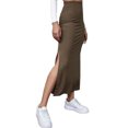 thumbnail image 4 of Slit Long Skirt, Bodycon Long Skirt Easy Matching Versatile  For Party Green,Red,Brownness,Brown,Black, 4 of 6