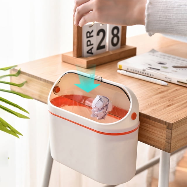 Chmadoxn Garbage Can, Trash Can Table Trash Can, Trash Can With Lid , Trash Can For Bathroom Vanity, Desktop Office,Tabletop Or Coffee Table, 4L trash can
