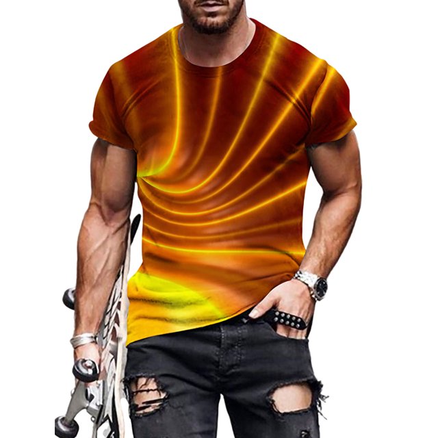 Bellella T-shirt Homme Col Rond T-Shirts Manches Courtes Hauts d'Été Mode Blouse Imprimée Numérique 3D Pull Style I TP