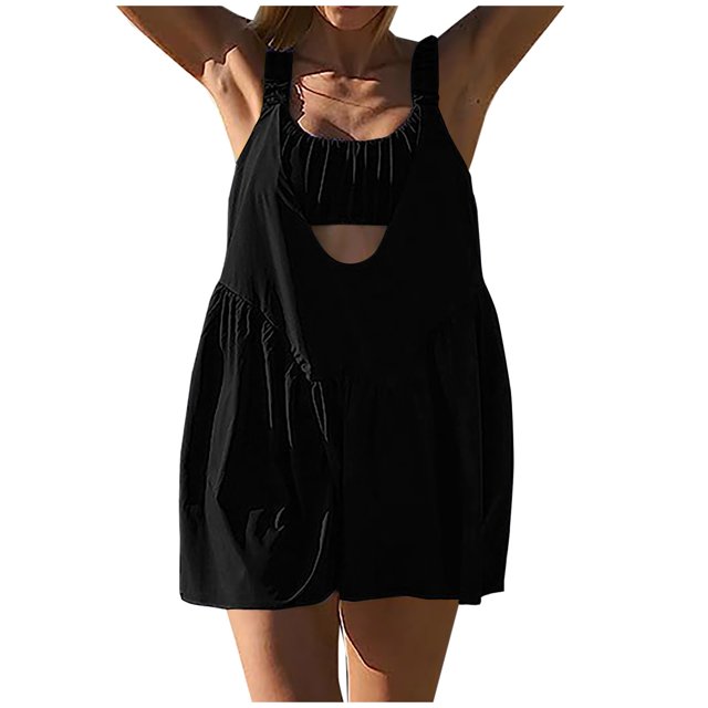 cfhntfmh Tennis Rompers for Women Summer Trendy Sleeveless Front Keyhole Workout Jumpsuits Athletic Backless Training Outfits