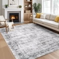 thumbnail image 1 of Washable 5x7 Area Rug, Soft Vintage Distressed Large Living Room Rug Retro Farmhouse Non Slip Indoor Foldable Thin Carpet for Bedroom Dining Room Office, Grey, 1 of 7