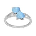 thumbnail image 1 of 925 Sterling Silver 6MM Heart Shape Larimar Two Stone Heart Women Ring, 1 of 2