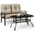 thumbnail image 1 of Costway Ensemble de 2 Pcs pour Patio Extérieur, Causeuse et Table Basse, Banc de Mobilier avec Coussin, 1 of 10
