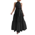 thumbnail image 2 of SUNSIOM Robe Longue pour Femme, Élégante Robe d'Été Sans Manches à Col Roulé à Carreaux, Robe Évasée, Robe de Cocktail avec Ceinture, 2 of 5