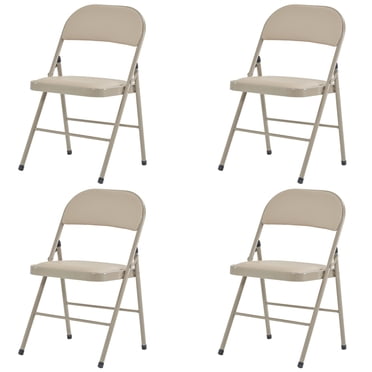 Ktaxon Folding Chairs Foldable Event Chairs with Super Soft Cushion, Ultra Thick Padded Chairs for Home, Office and Party Set of 4, Khaki