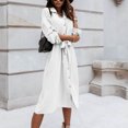 thumbnail image 1 of YUTK Robes pour Femmes 2024 Fête, Robe à Manches Longues pour Femmes à Revers avec Boutons et Ceinture à la Taille Blanche 3TG, 1 of 6