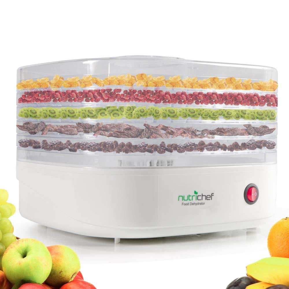 NutriChef Electric Countertop Food Dehydrator Machine-Professional Multi-Tier Food Preserver,Meat or Beef Jerky Maker,Fruit/Vegetable Dryer w/5 Stack