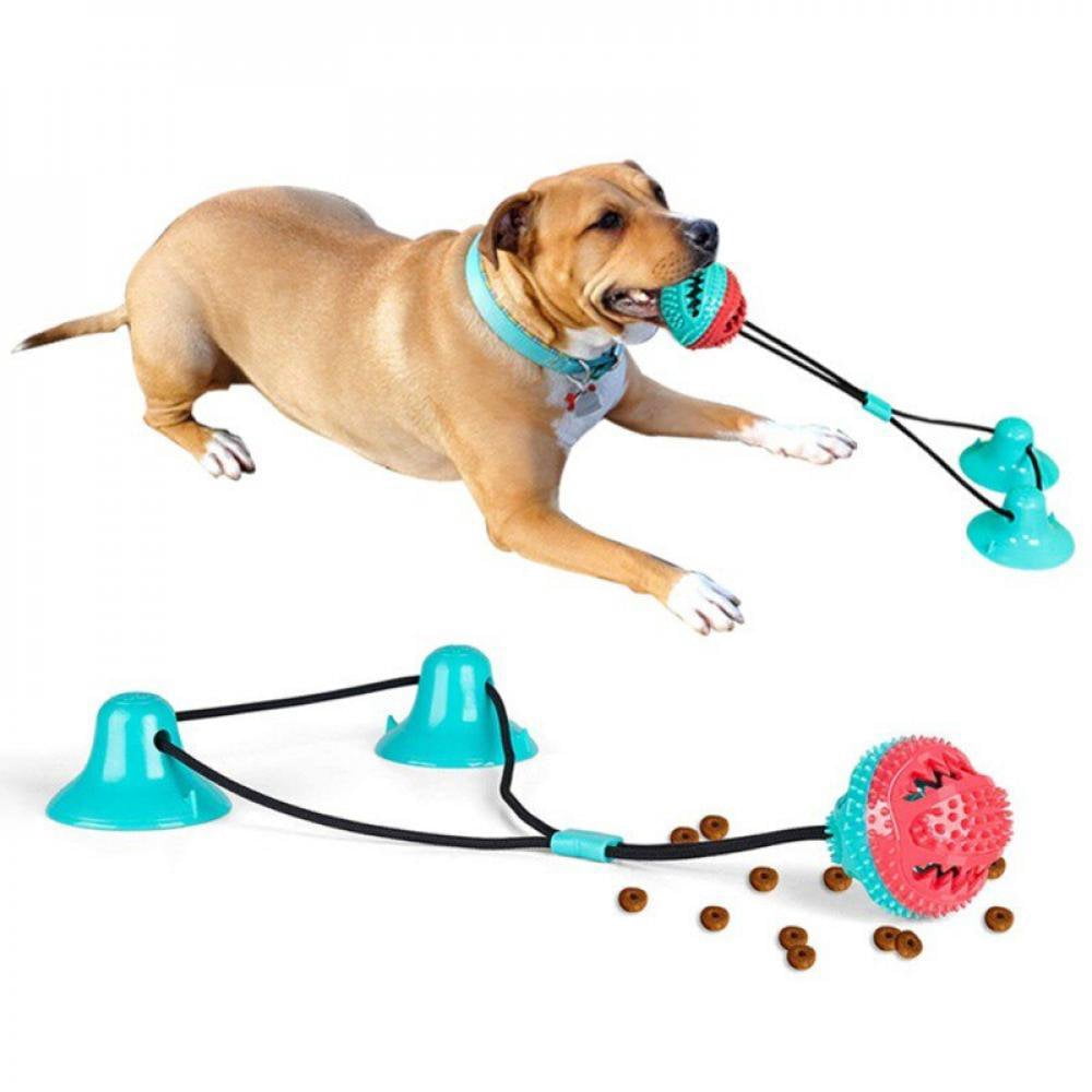 Pet Double Ventouse Dentelée Molaire Boule Jouet Multifonction Interactif Animal Agressif Corde à Mâcher