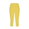 thumbnail image 4 of PEZHADA Legging Capri Taille Haute pour Femmes avec Poches, Jaune, 4 of 6
